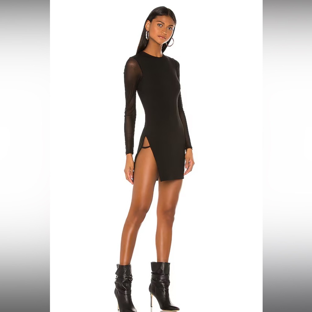 Nia Bodycon Dress in Black. Super down